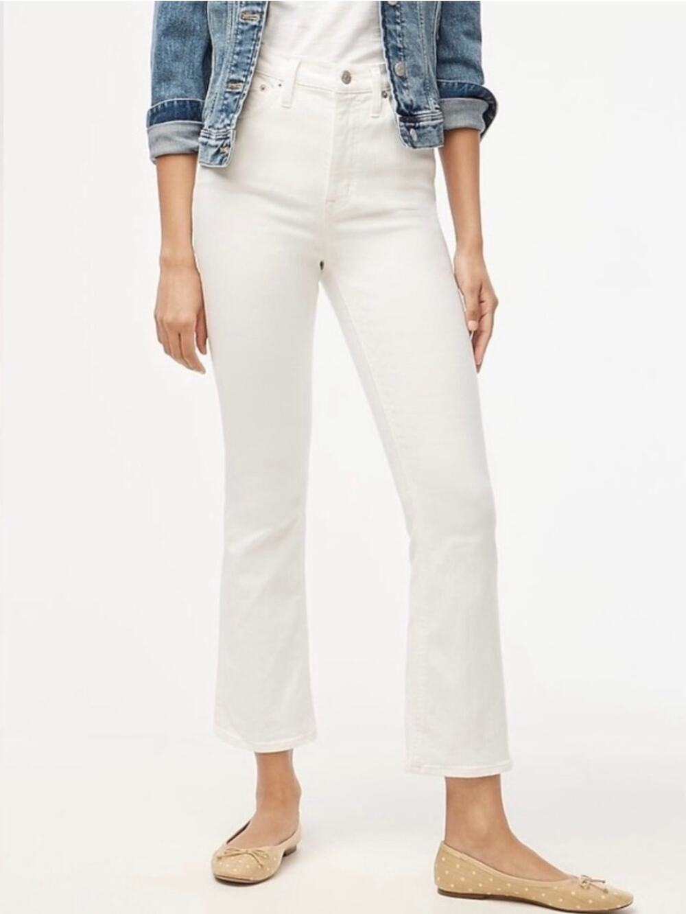 J. Crew Factory White High-Rise Flare Crop Size 25